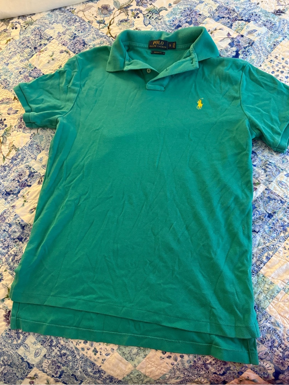 Ralph Lauren Teal Polo Shirt with Yellow Pony
